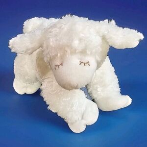 Baby Gund Winky Lamb Plush White Stuffed Animal Rattle Lovey Sewn Eyes Sheep 8"
